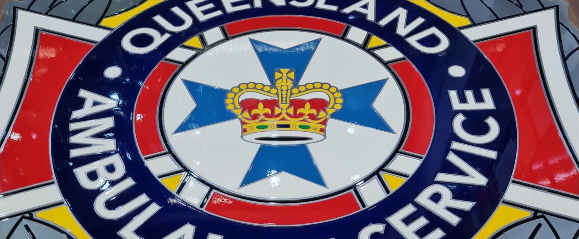 Queensland Ambulance Service Exterior Crest Signage Paint Filled Alluminium Sign Precision Engraving PELC